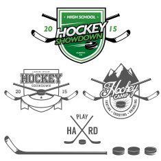 Ice hockey labels badges and design elements