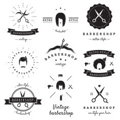 Barbershop (hair salon) design elements vintage vector set