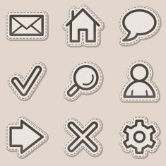 Basic web icons brown contour sticker series
