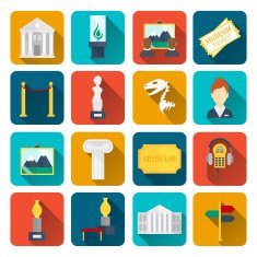 Museum icons flat N3