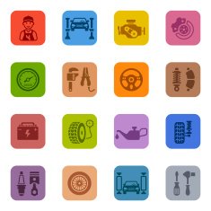 Colorful Auto Service Icon Set