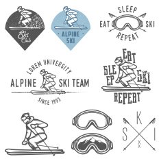 Set of retro ski emblems badges and design elements N2