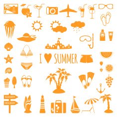 Set of flat summer icons