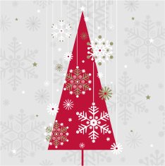Vintage Sparkly Christmas Tree & Snowflake Print
