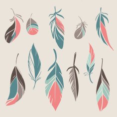 Vector set of vintage feathers