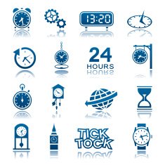 Clocks and watches icon set