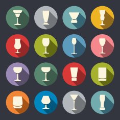 Alcohol glass flat icons