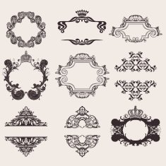 Set Of Nine Ornate Banner Quad