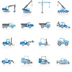 Construction Vehicles Silhouette - Blue Series