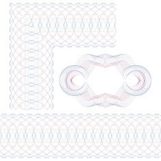 Set of decorative guilloche elements