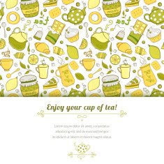 Tea and sweets vector background N8