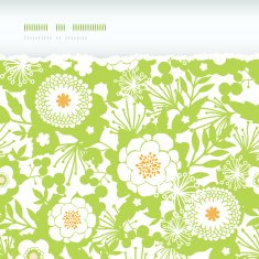Green and golden garden silhouettes horizontal torn seamless pattern background N2