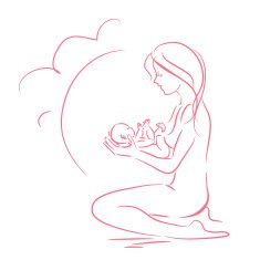 sketch of girl with a baby N2