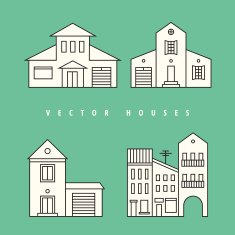 Houses set Isolated elements for design N3