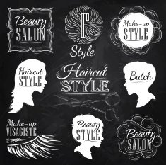 Set Beauty salon icons chalk N2