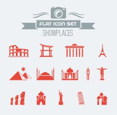Landmarks Flat Icon Set