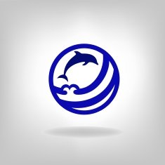 Emblem of a dolphin over the sea N11