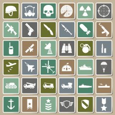 Military icons Sticker set