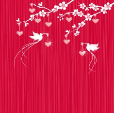 Valentine Birds with Hearts