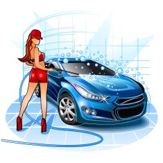 Girl washing car with Brands battle