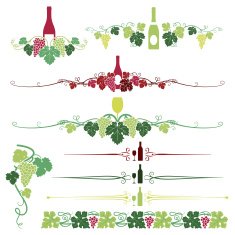 Grapes and wine Ornaments Set