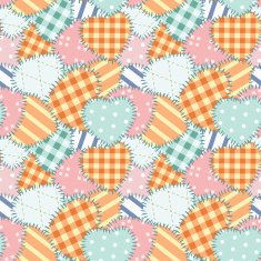 Patchwork seamless pattern with hearts