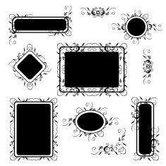 Vintage frame silhouette set floral ornament