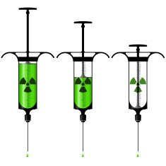 Syringe with toxic liquid and radioactive symbol