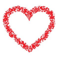 Red Hand Drawn Thick Contour Grunge Heart logo N2
