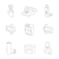 outline gray 3D icon set 03