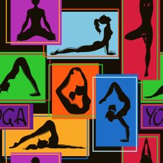 Seamless pattern of yoga poses N4