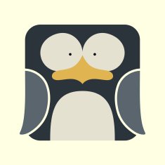Flat square icon of a cute penguin