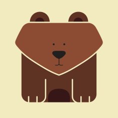 Flat square icon of a cute bear