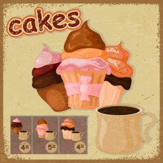 Vintage postcard with a picture of cake and N2