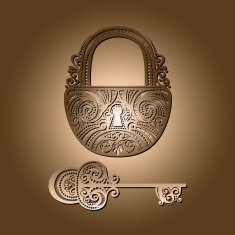 Vintage Lock with a Key N3