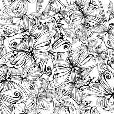 monochrome textile pattern of butterflies N2