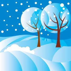 Rural winter landscape Vector illustration