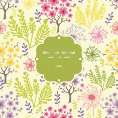 Blossoming trees frame seamless pattern background