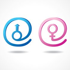Male and female symbol inside the message icon