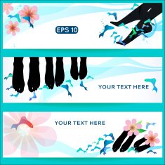 Fish spa pedicure set of horizontal vector banners