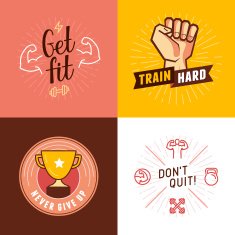 Vector set of sport fitness and crossfit concepts