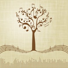 Musical Tree on brown texture background