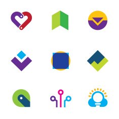 Creative innovation creating success logo set foundation care icon vector