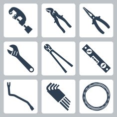 Hand tools vector icons set