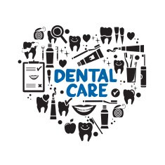 Dental care symbols in the shape of heart N10