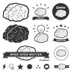 Vector Brain Badges and Label Collection N2