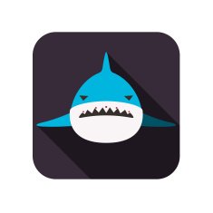 Shark animal face flat design vector N2