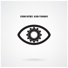 Creative gear with eye silhouette symbol on background