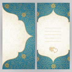 Vintage ornate cards with flowers and curls N7