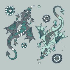 Set with winged dragons N2